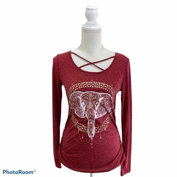 No Boundaries Tops - No Boundaries Jr Sz S Tunic Top w Elephant NWT
